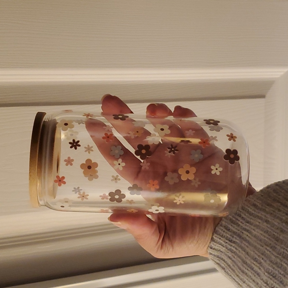 Pink Lily|Glass tumbler|straw cleaner